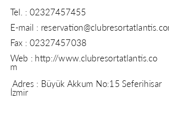 Club Resort Atlantis iletiim bilgileri